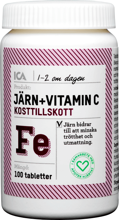 Järn + Vitamin C Kosttillskott