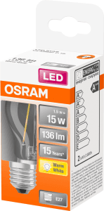 LED Klotlampa CL P 15 1,3W E27 Fil