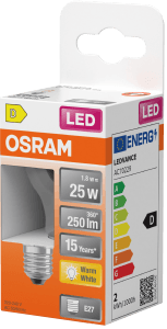 LED Klot E27 250lm (25W) Klar
