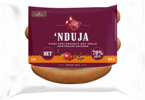 Grillkorv 'Nduja Het 70% Kötthalt