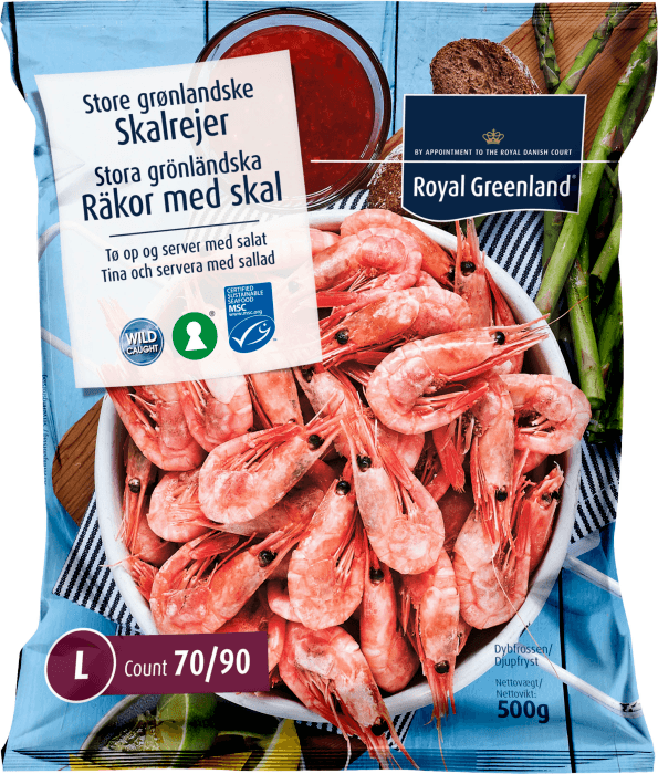 Räkor med skal 70/90 Fryst