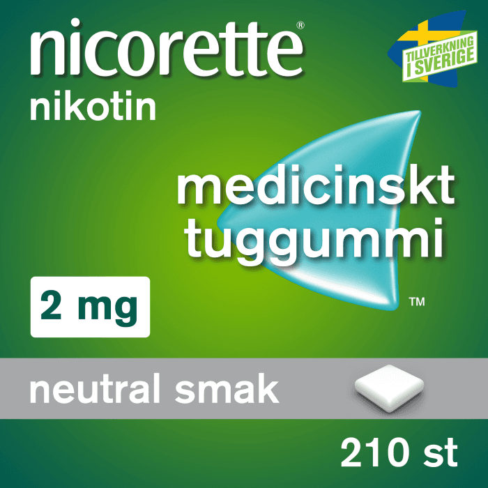Medicinskt Tuggummi Nikotin 2mg Neutral Smak