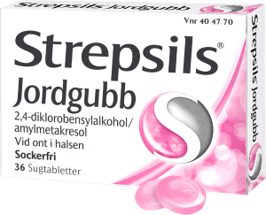 Sugtablett Jordgubb Diklorobensylalkohol/Amylmetakresol
