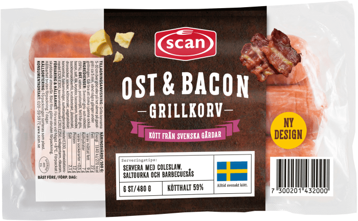 Grillkorv Bacon & Ost 6-p