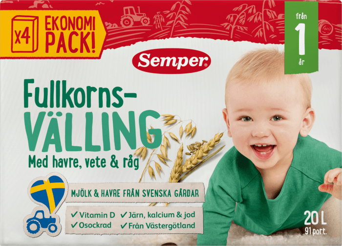 Fullkornsvälling Havre, Vete & Råg 1 år