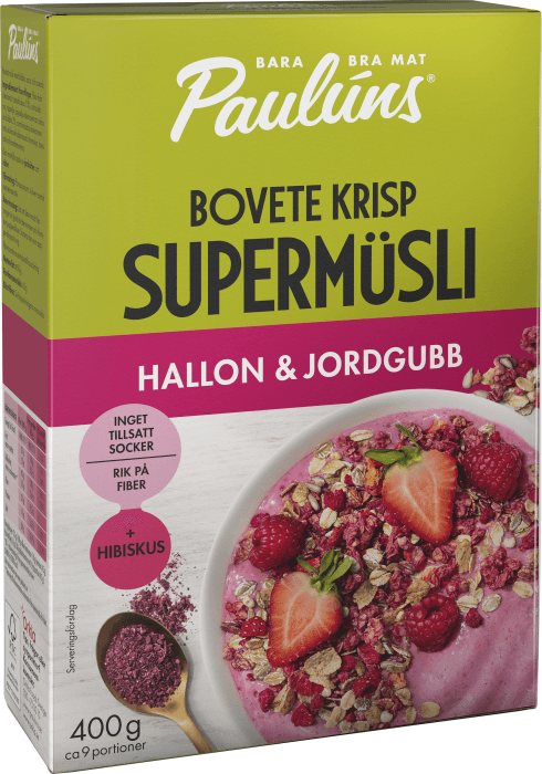 Supermüsli Bovete Krisp Hallon & Jordgubb