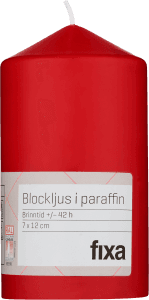 Blockljus Röd 7x12cm