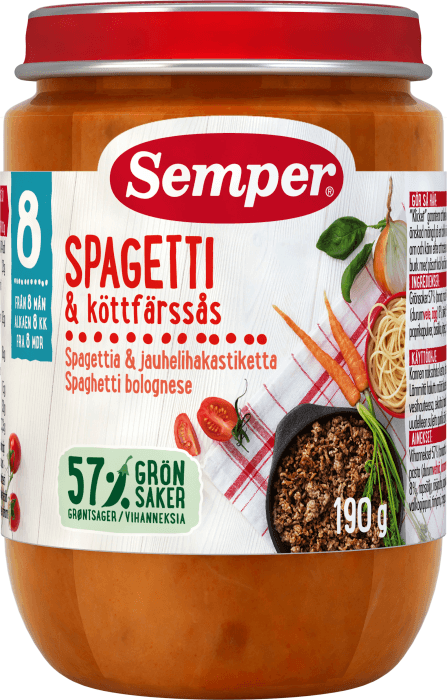 Spagetti & Köttfärssås 8 mån