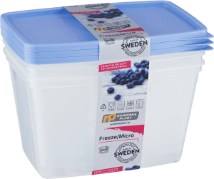 Matlåda 1,2l Transparant/blå Frys Micro