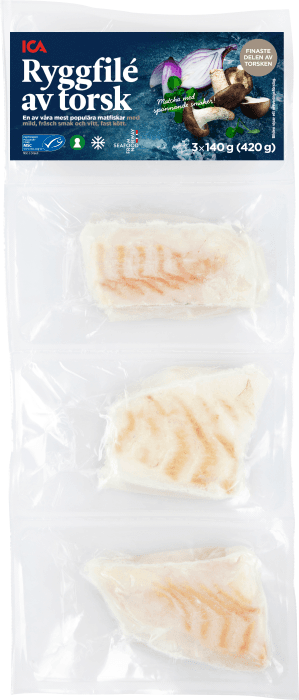 Ryggfilé av Torsk Fryst