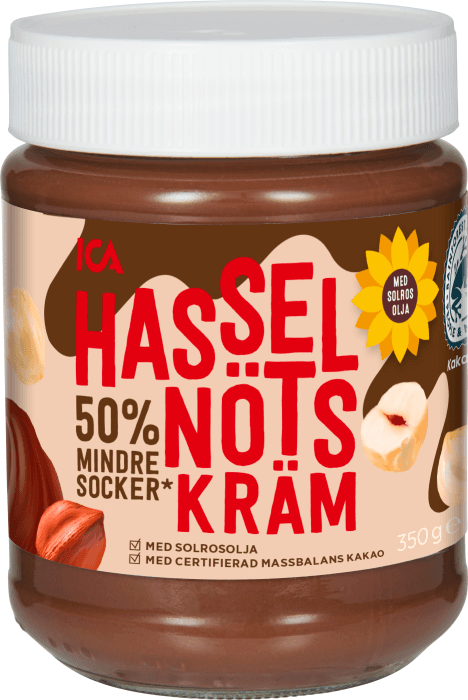 Hasselnötskräm 50% Mindre Socker