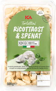 Pasta Tortellini Ricottaost och Spenat Färsk