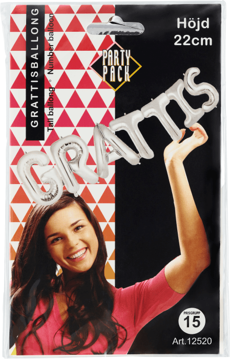 Folieballong Grattis Silver 102x22cm