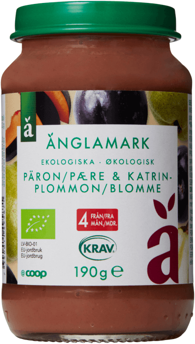Barnmat Plommon & Päron 4 mån Eko