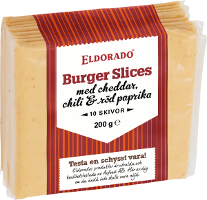Burger Slices med Cheddar, Chili & Röd Paprika