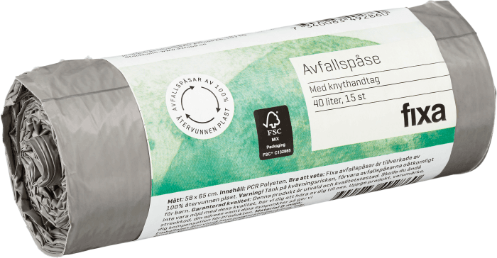 Avfallspåse Återvunnen Plast 40L