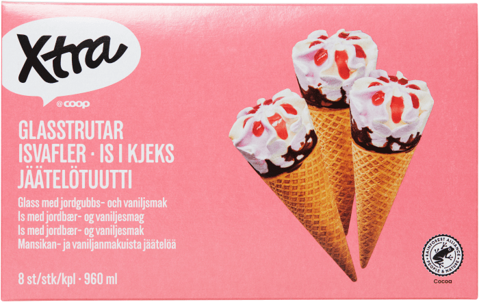 Glasstrutar Jordgubb & vanilj 8-pack