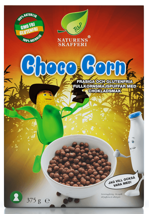 Choco corns Fullkornsmajspuffar med choklad Glutenfri