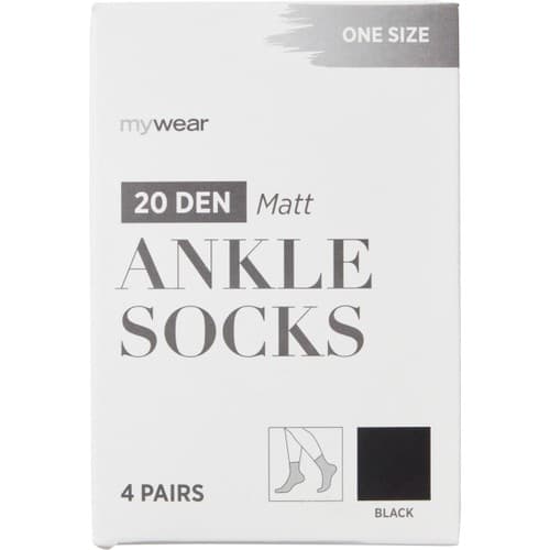 Ankelsocka Onesize Svart 20 den