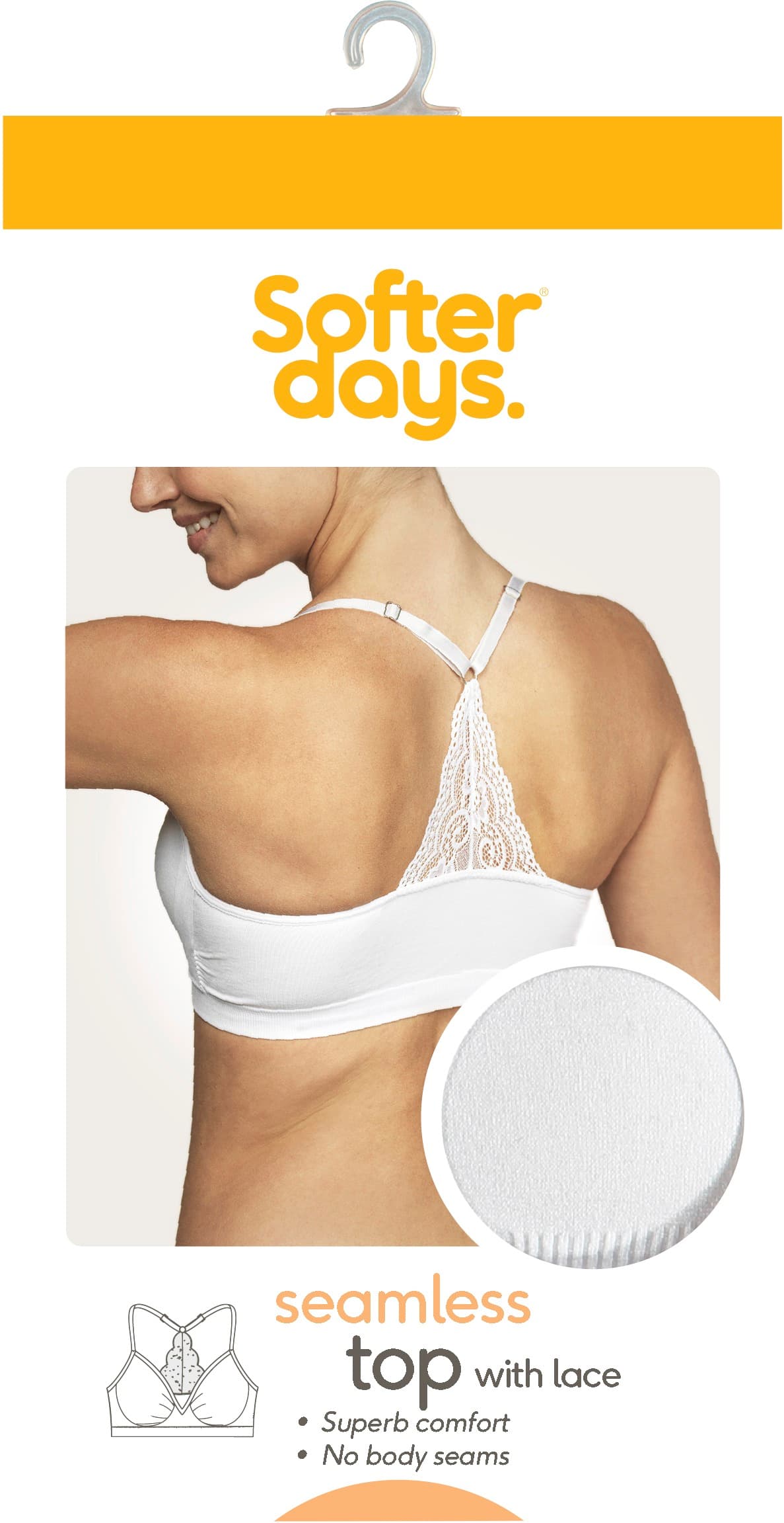 Seamless Top Med Spets Vit L/XL 1-pack